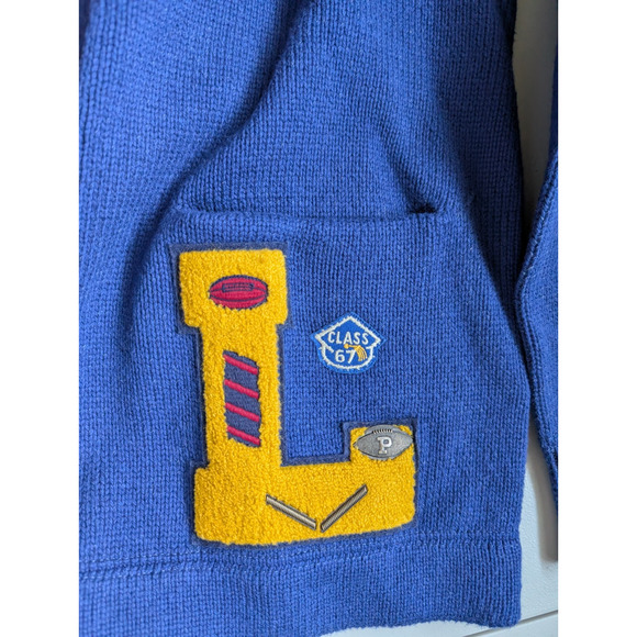 NWT Polo Ralph Lauren Varsity-Inspired Patch Tiger Cardigan Sz M Royal #9M505 - Picture 6 of 15